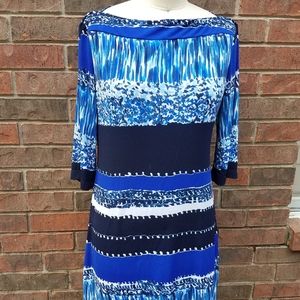 DONNA MORGAN Blue Patterned Dress
